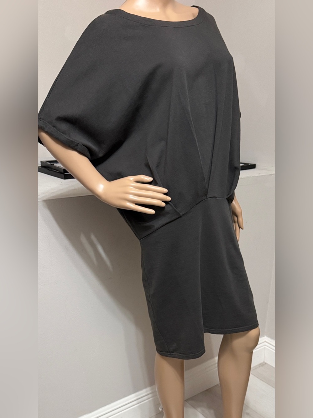 AllSaints Lea Mal Brown/Charcoal Draped Cotton Dress US 6 - Picture 2 of 8